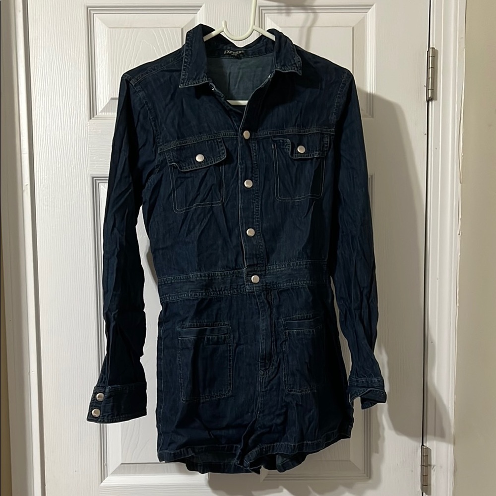 Denim Long Sleeve Romper